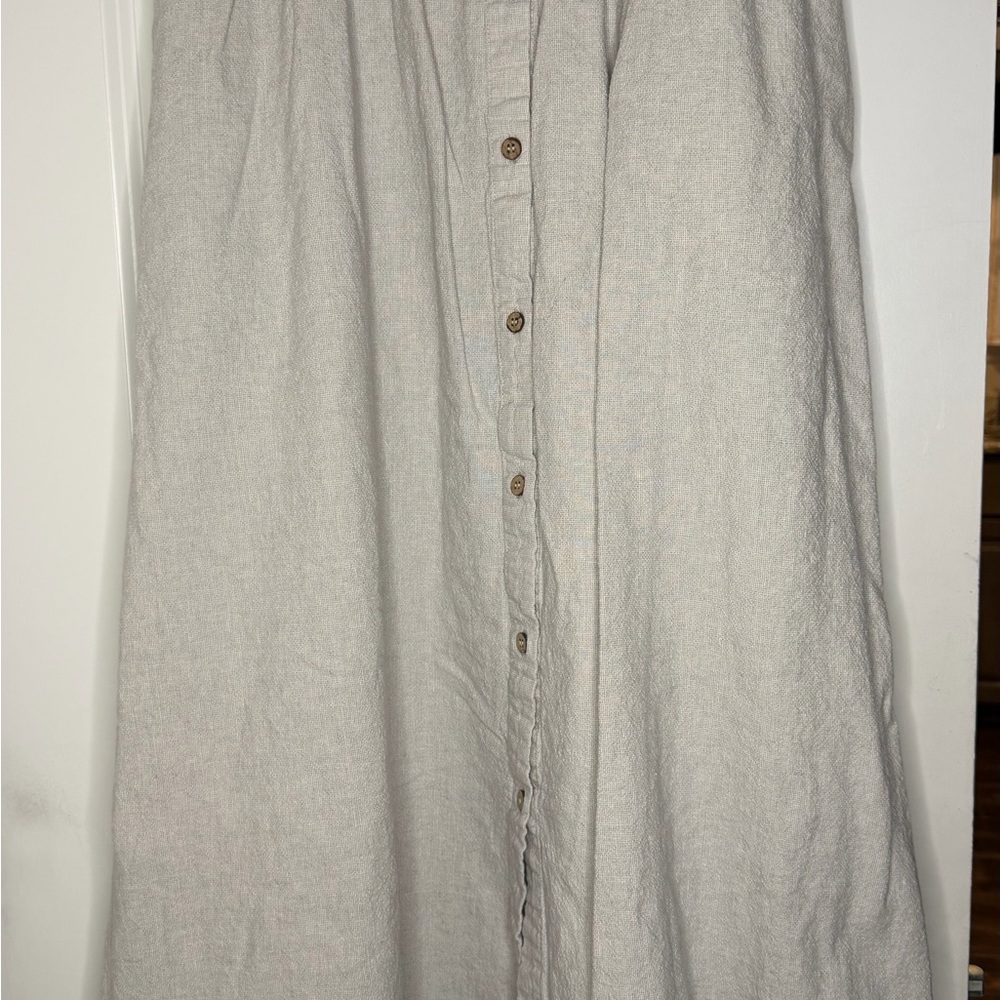Rylee + Cru Light Gray Button-Down A-Line Skirt
